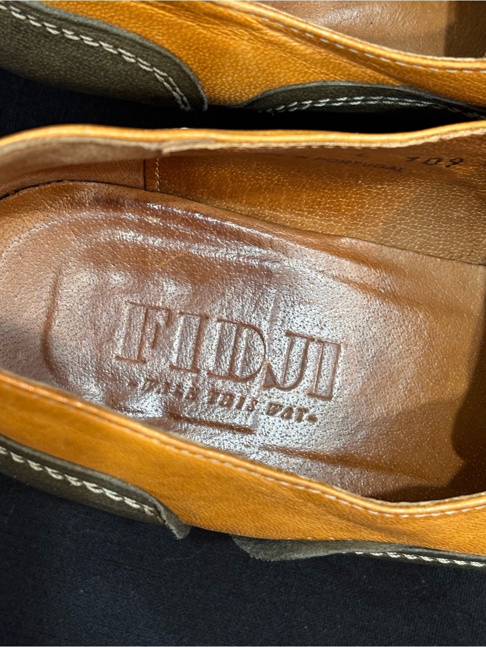 FIDJI Portugal Leather Lace-Up Oxfords EU 40 US 9 Olive Tan Artisan Lagenlook - Picture 5 of 10